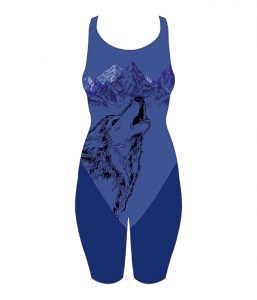 Click to See the Frontside of the Customized Kneeskin Olympic Swimsuit for Women